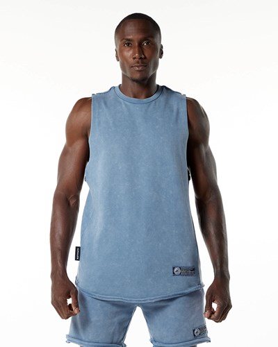 Alphalete Mid-Weight Washed Terry Cutoff Blau | IY6218395