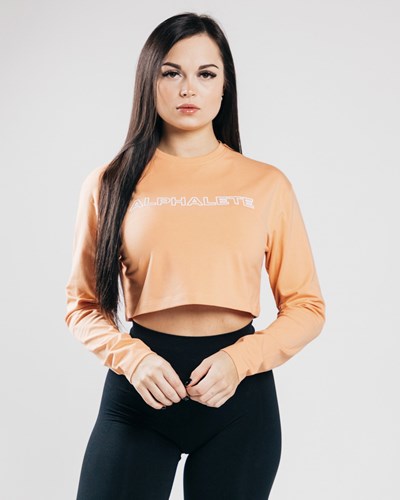 Alphalete Oversized Performance Long Sleeve Crop Orange | OW5103846