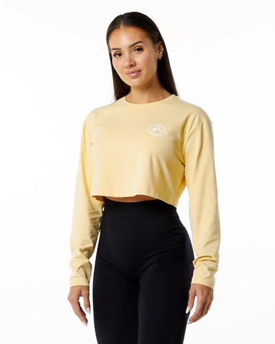 Alphalete Oversized Performance Long Sleeve Crop Daffodil | WB6843579