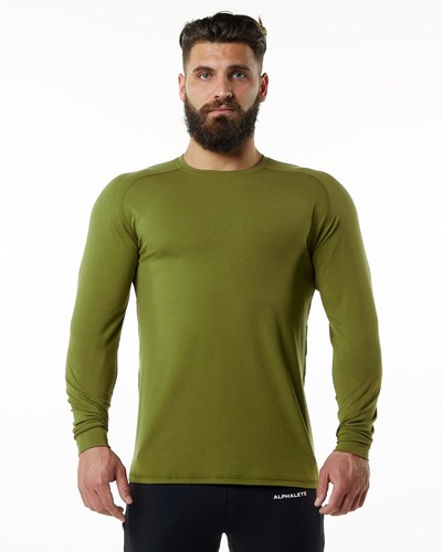 Alphalete Premium Epaulette Long Sleeve Tee Grün | EG5397018