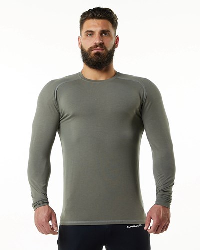 Alphalete Premium Epaulette Long Sleeve Tee Grau | TK3150849