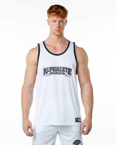 Alphalete Relaxed Fit Jersey Weiß | QM6287043