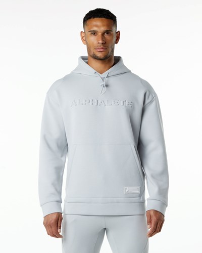 Alphalete Relaxed Interlock Knit Hoodie Grau | LI9712380