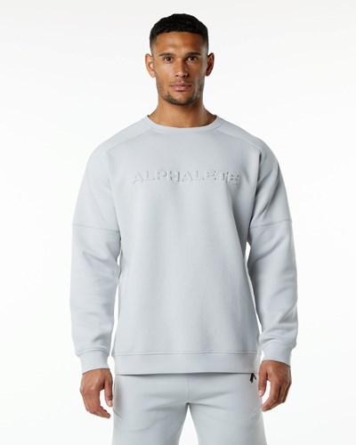 Alphalete Relaxed Interlock Knit Pullover Grau | DQ0432716