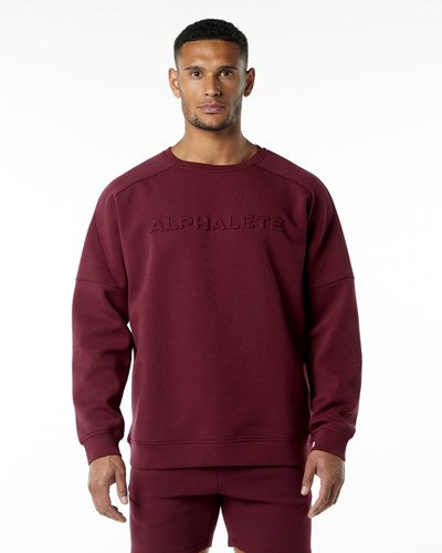 Alphalete Relaxed Interlock Knit Pullover Bordeaux | MX4160975