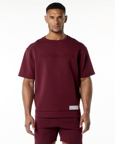 Alphalete Relaxed Interlock Knit Pullover Bordeaux | XM4986710