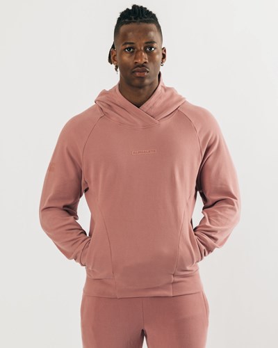 Alphalete Relaxed Single-Brushed Pullover Hoodie Cranberry Ice | TX6327045