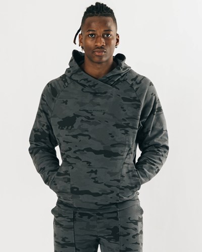 Alphalete Relaxed Single-Brushed Pullover Hoodie Camouflage | UX3182067