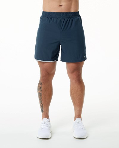 Alphalete Woven 4-Way Stretch 5" Kurzes Navy | NZ7902836