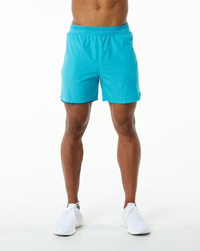 Alphalete Woven Sport Kurzes Blau | FG6274813