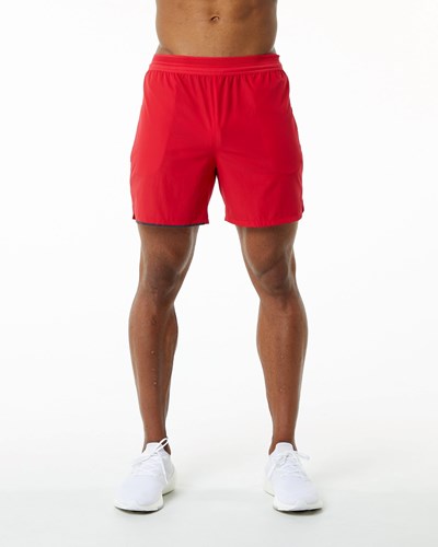 Alphalete Woven Sport Kurzes Rot | MD4567301