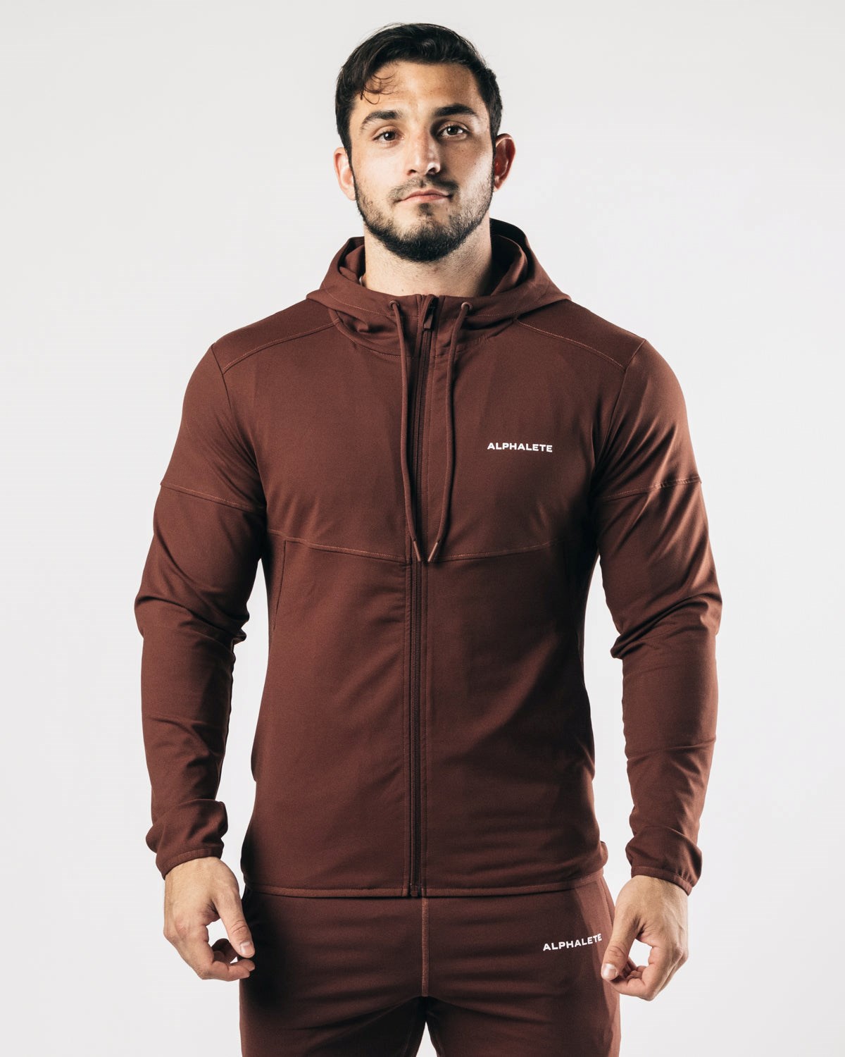 Alphalete 4-Way Stretch Mit Kapuze Jacket Schokolade | CX8492301