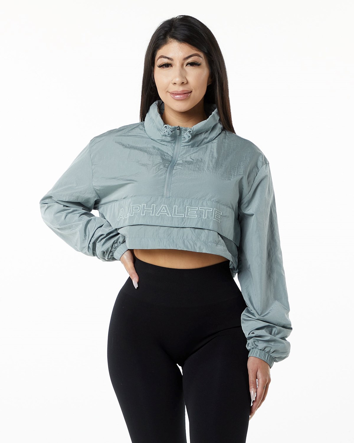 Alphalete All-Purpose Crop Jacket Blau | ZA0348619