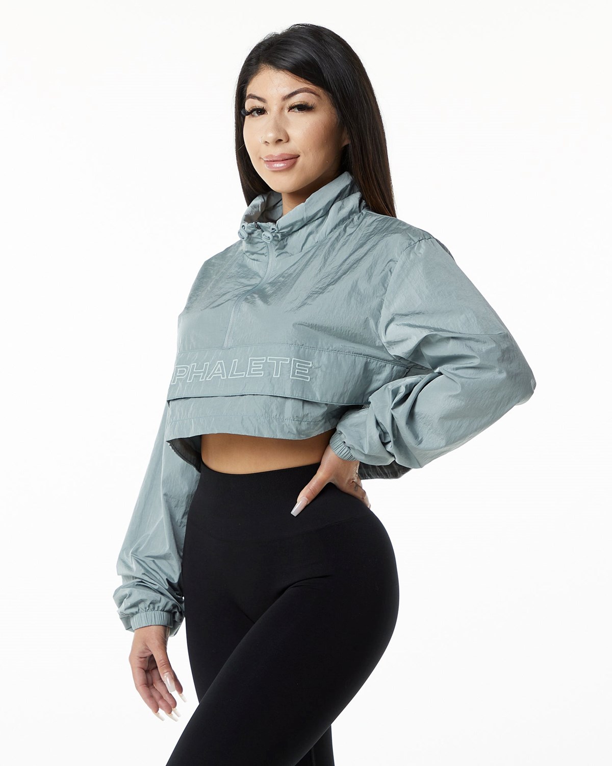 Alphalete All-Purpose Crop Jacket Blau | ZA0348619