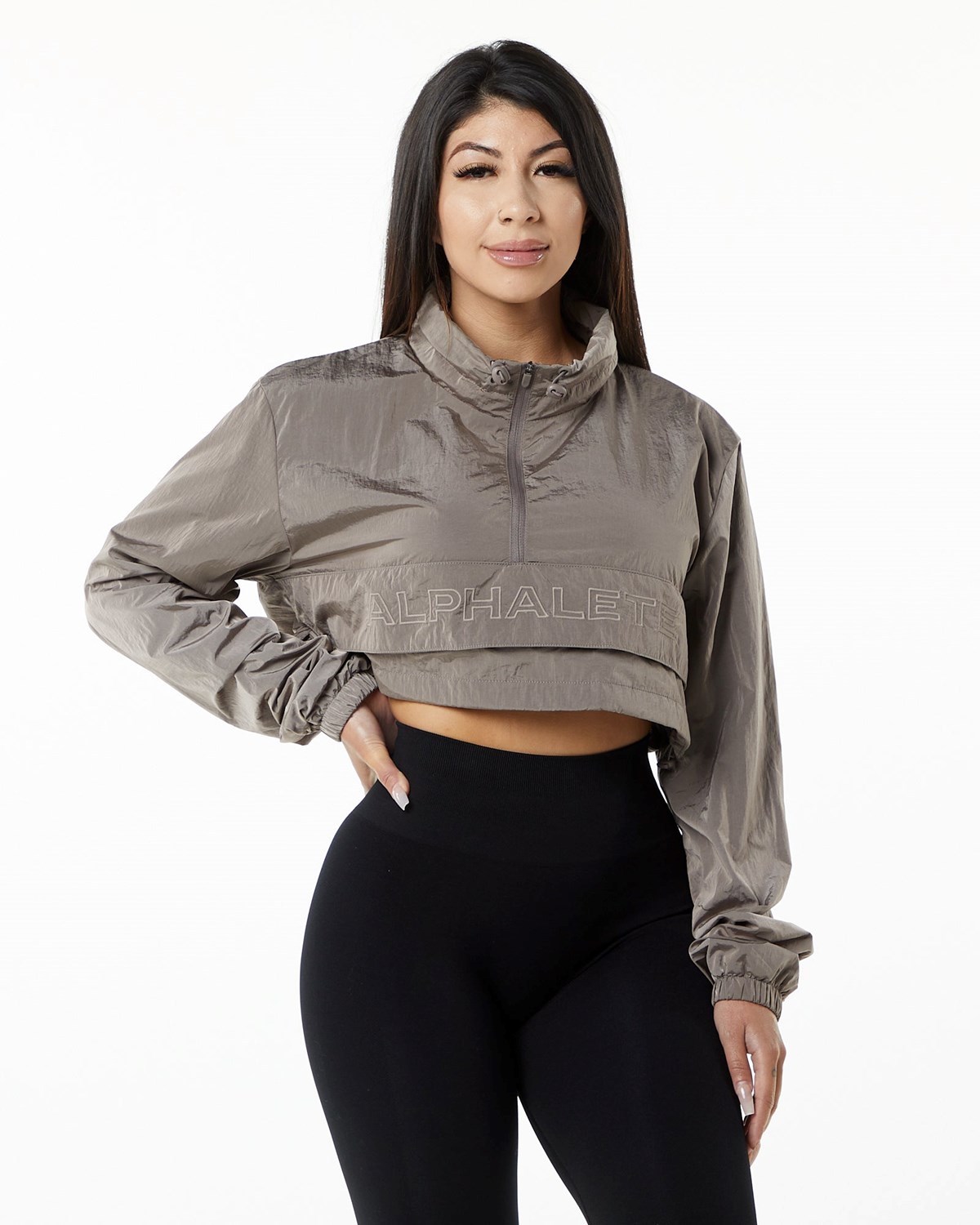 Alphalete All-Purpose Crop Jacket Braun | GU0834761