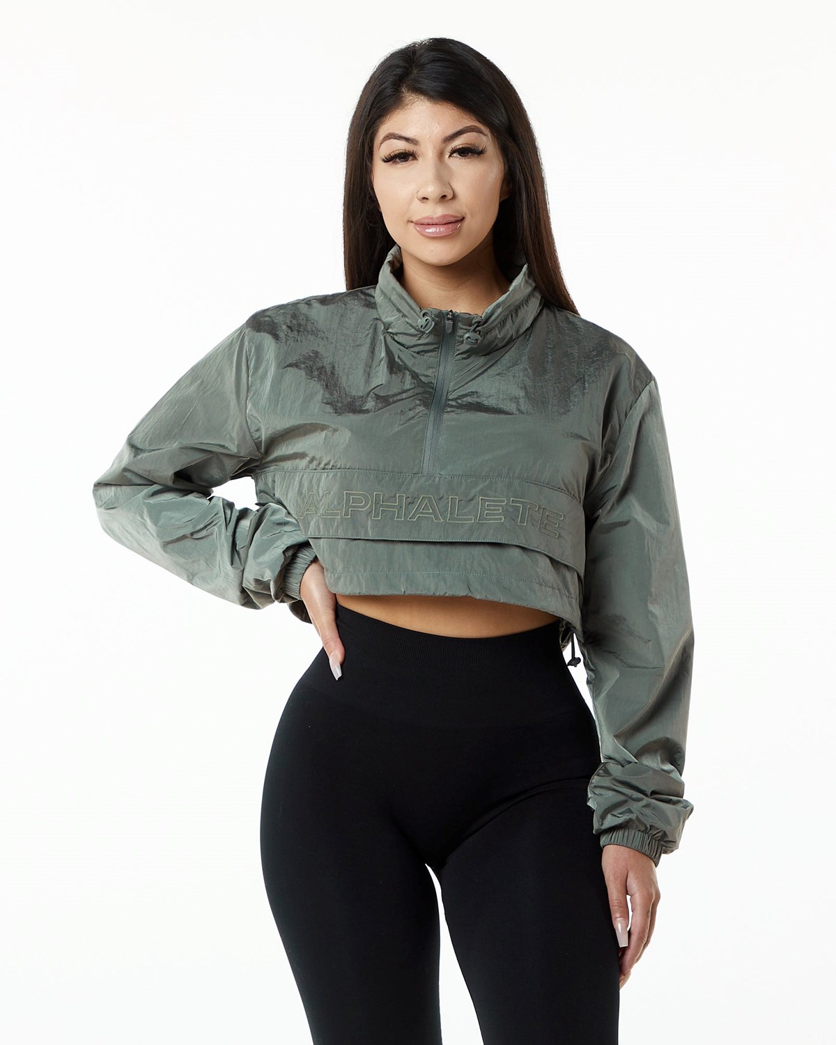 Alphalete All-Purpose Crop Jacket Charcoal | GM8320196