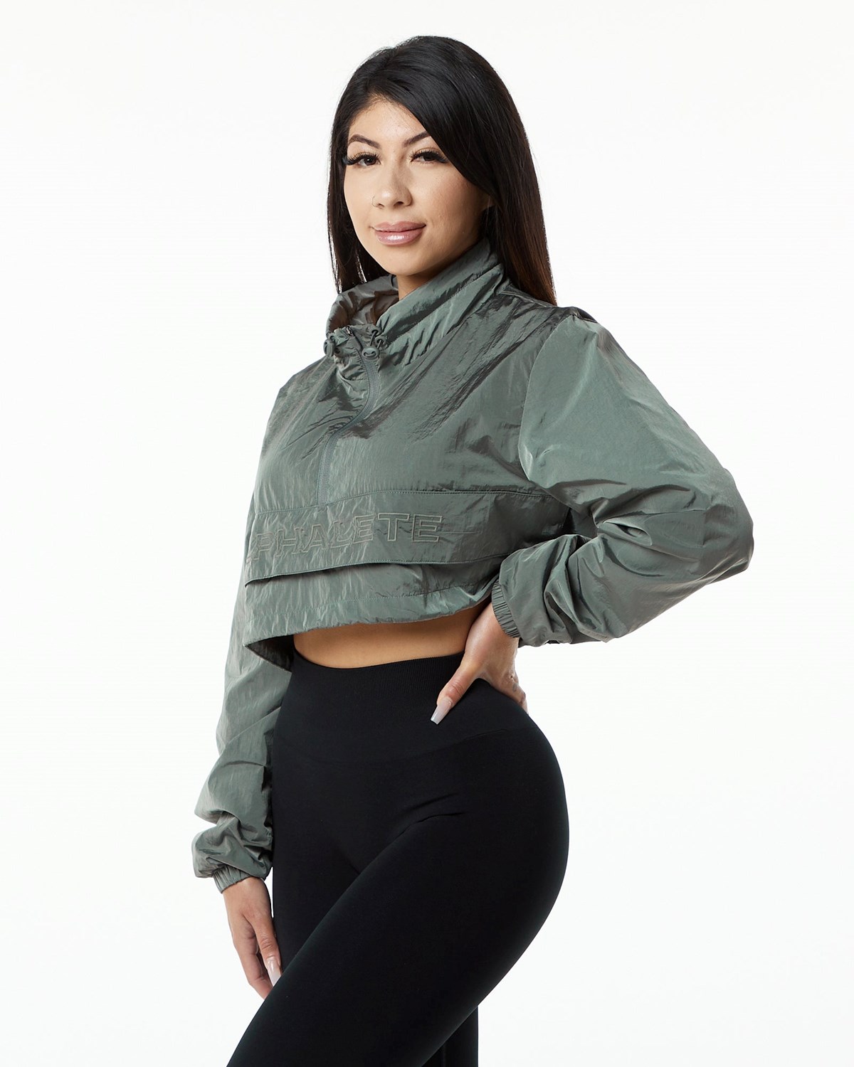 Alphalete All-Purpose Crop Jacket Charcoal | GM8320196