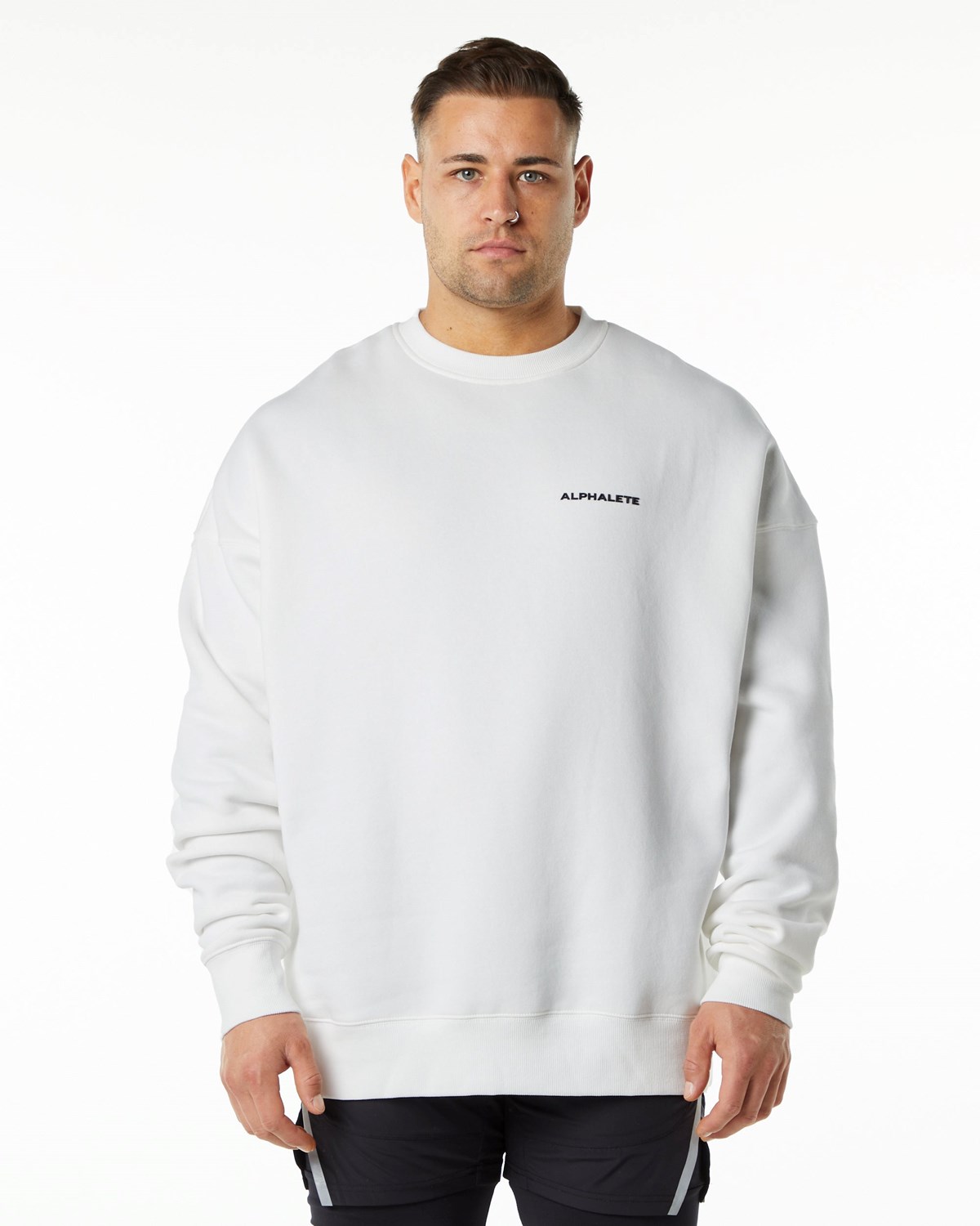 Alphalete Brushed Fleece Crewneck Pullover Weiß | KT3487069