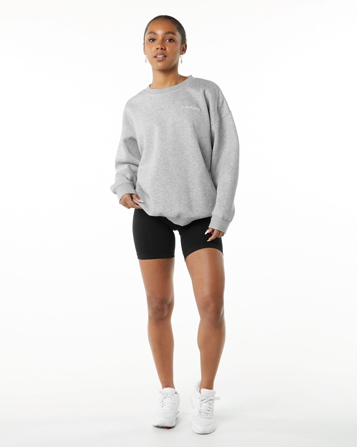 Alphalete Brushed Fleece Crewneck Pullover Grau | MO0742953