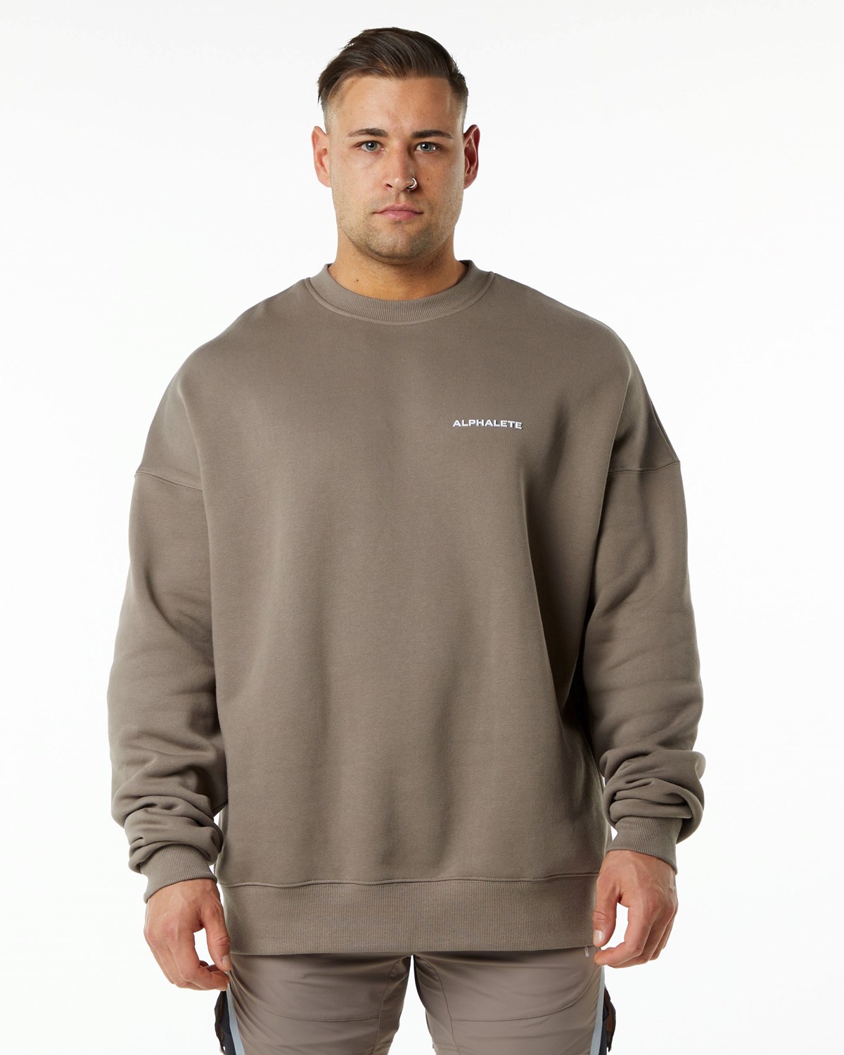 Alphalete Brushed Fleece Crewneck Pullover Mocha | ND9106725