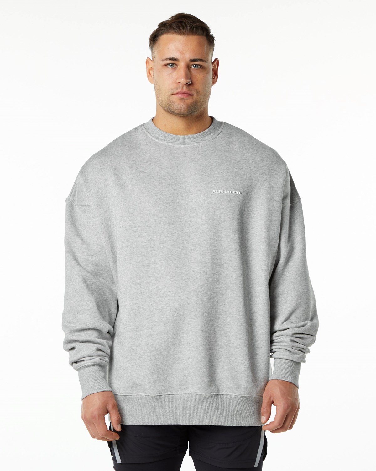 Alphalete Brushed Fleece Crewneck Pullover Grau | OC2350148