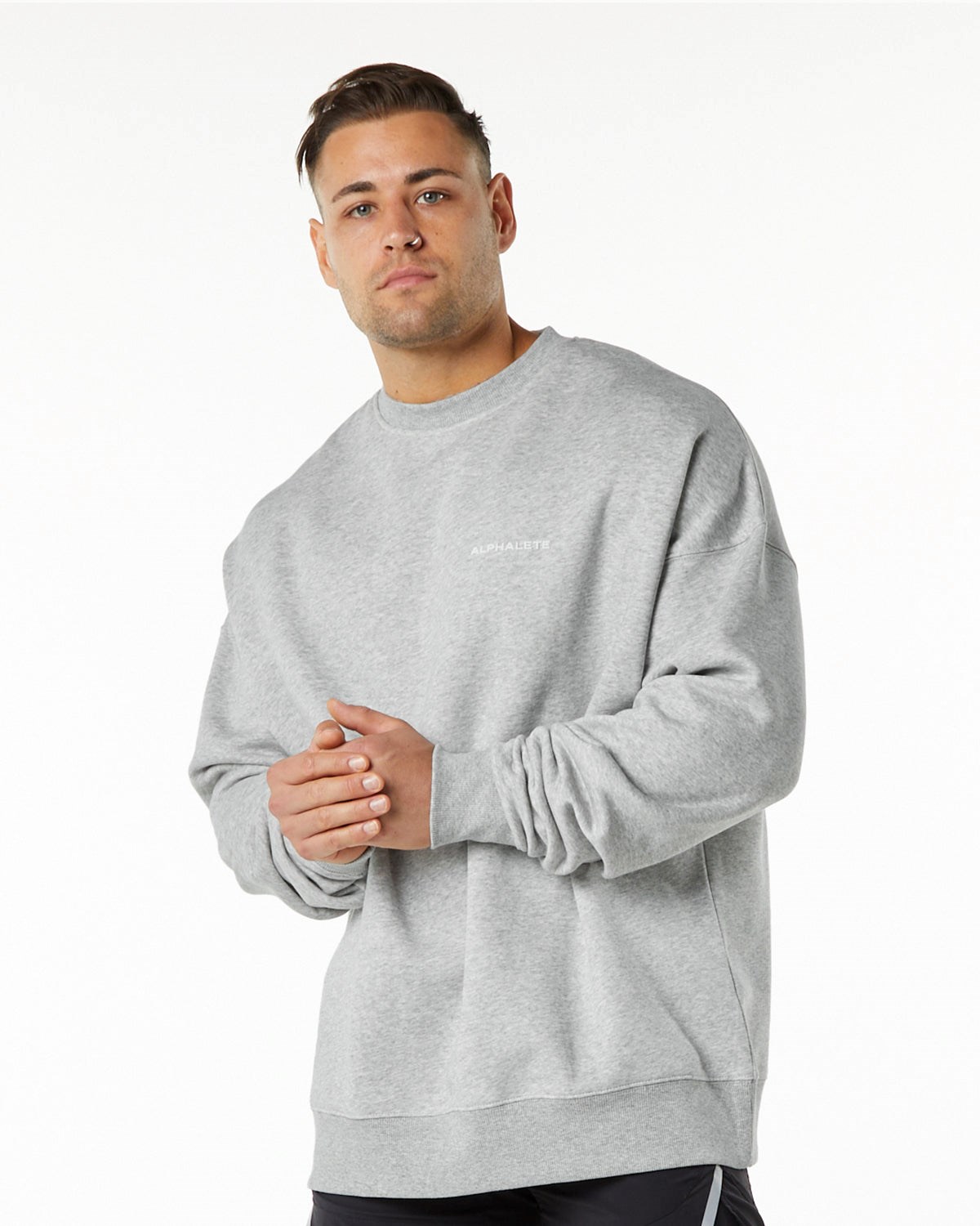 Alphalete Brushed Fleece Crewneck Pullover Grau | OC2350148