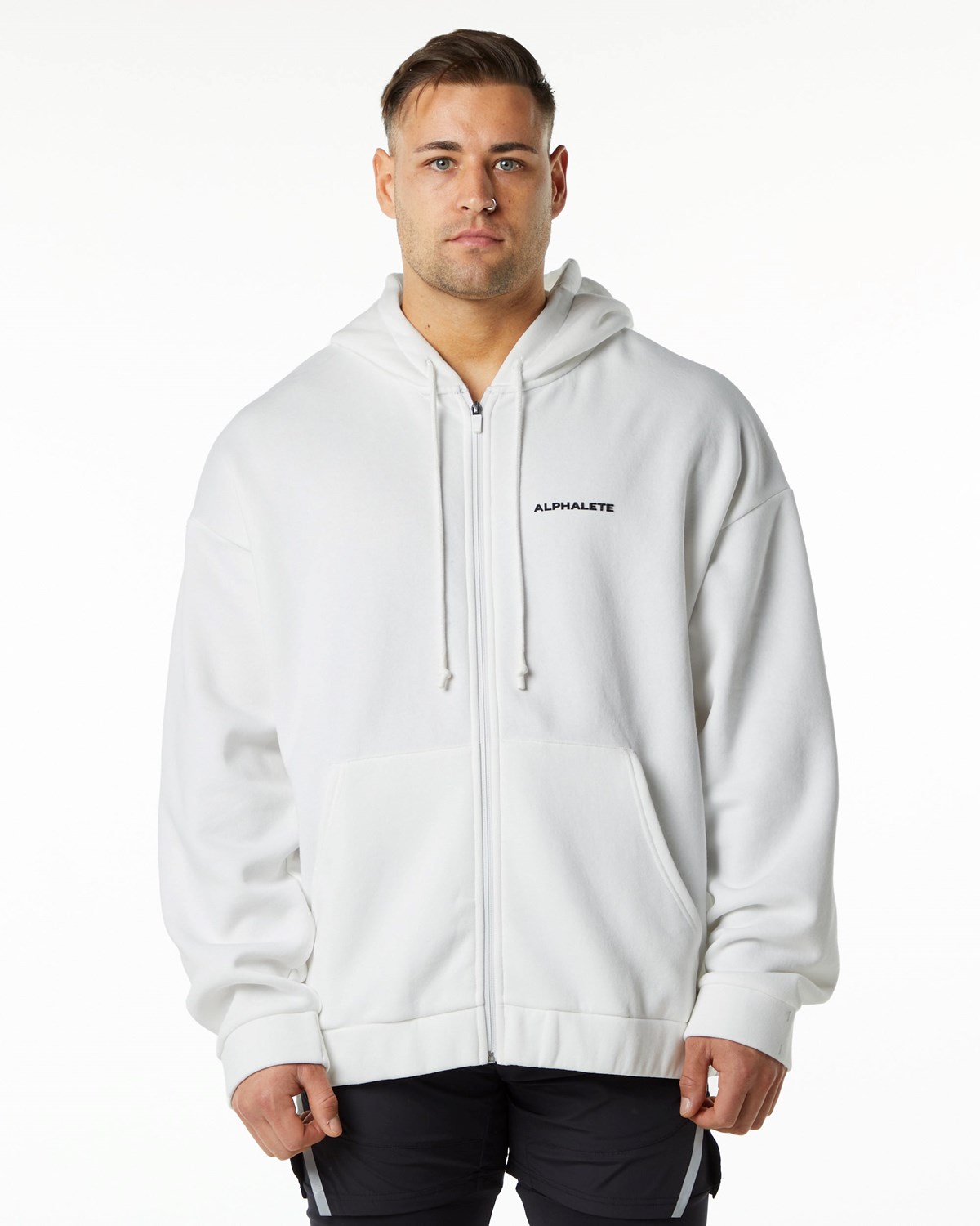 Alphalete Brushed Fleece Full-Zip Hoodie Weiß | AG2946503