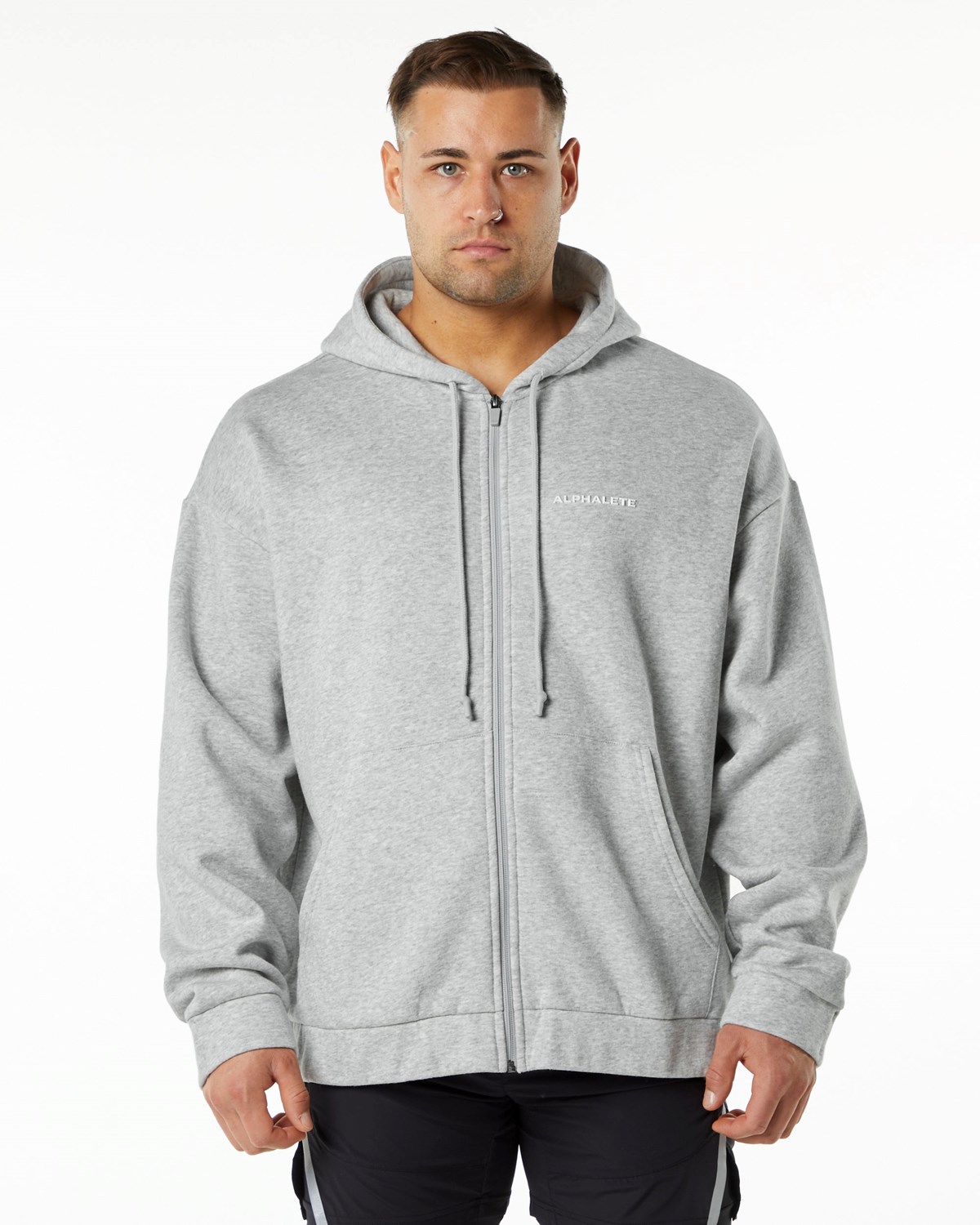 Alphalete Brushed Fleece Full-Zip Hoodie Grau | TS4967135