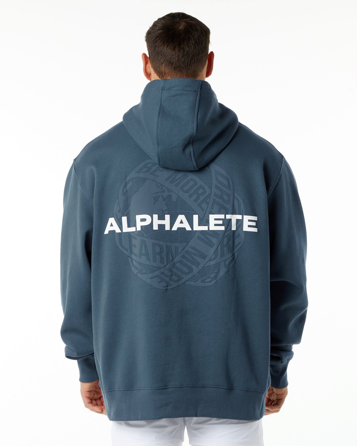 Alphalete Brushed Fleece Graphic Hoodie Blau | DZ9465132