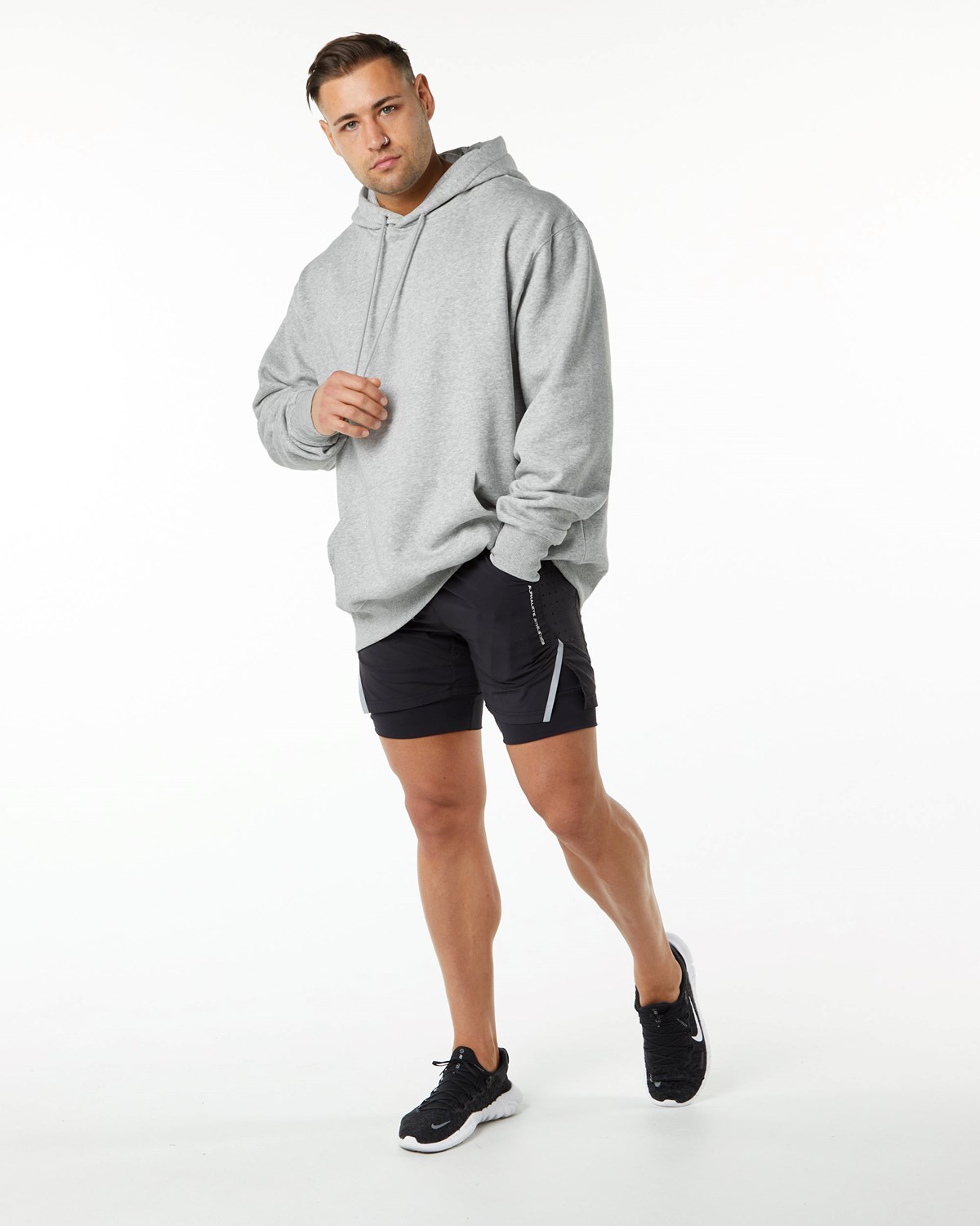 Alphalete Brushed Fleece Graphic Hoodie Grau | ZT5920813