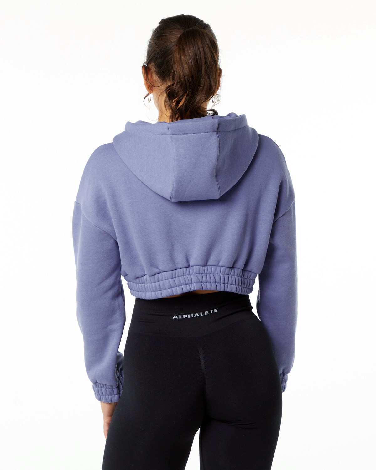 Alphalete Brushed Fleece Half-Zip Crop Hoodie Digital Violet | LE2790486