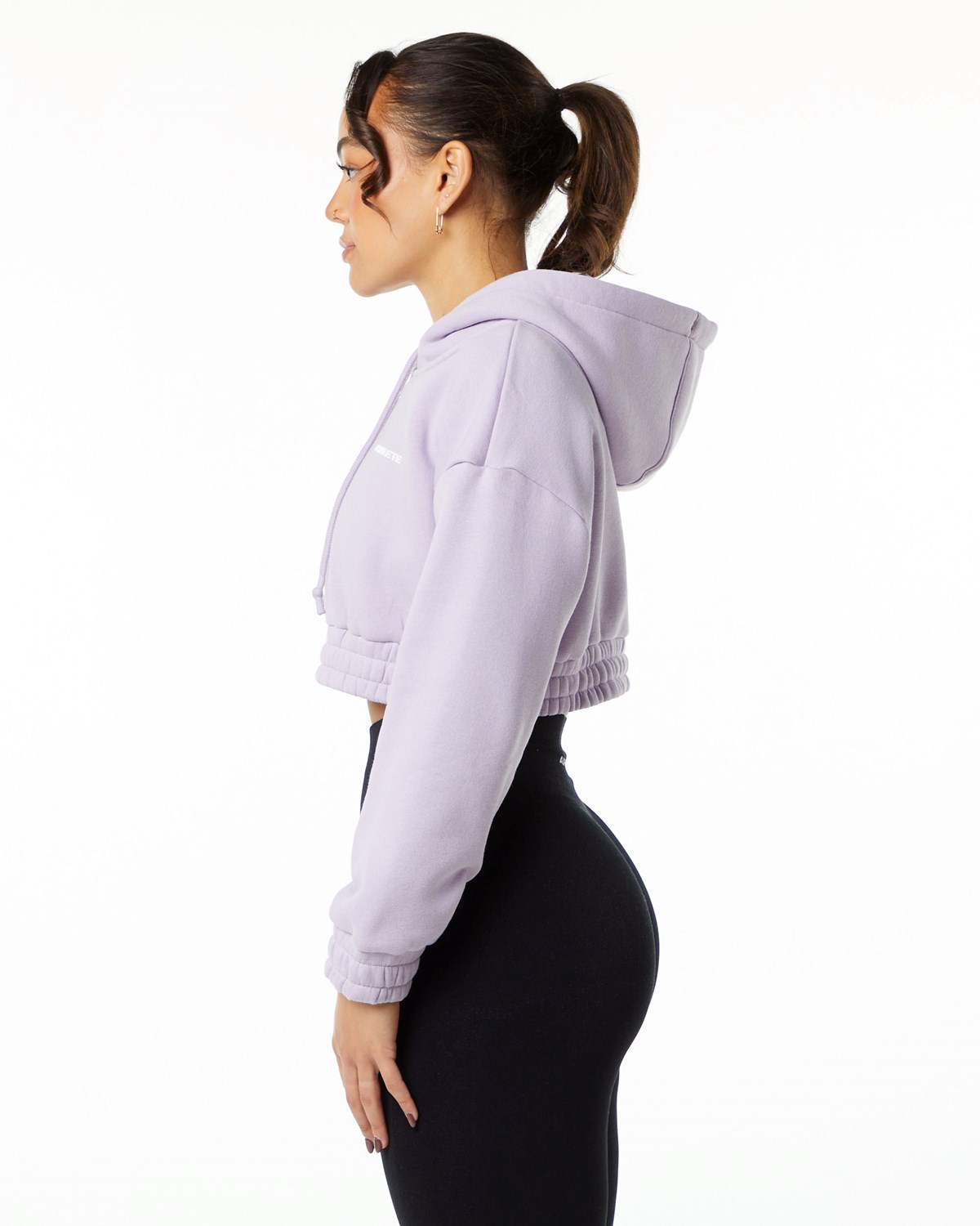 Alphalete Brushed Fleece Half-Zip Crop Hoodie Misty Lilac | WB2807639