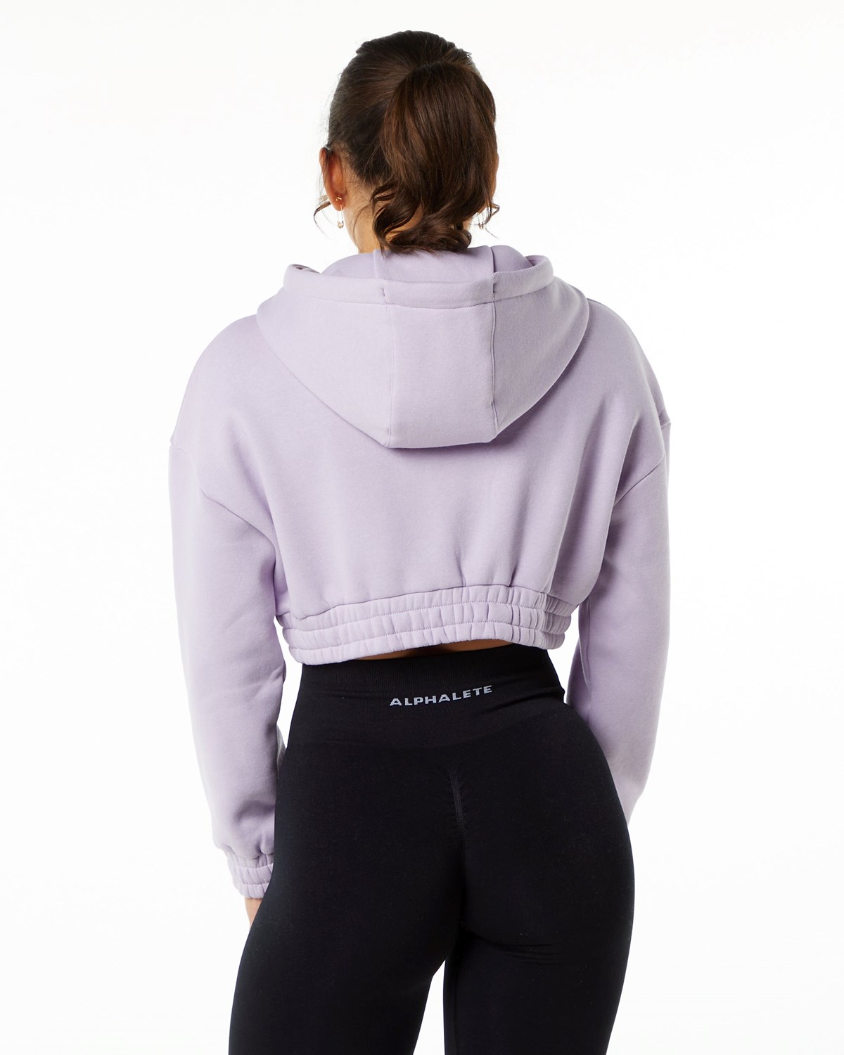 Alphalete Brushed Fleece Half-Zip Crop Hoodie Misty Lilac | WB2807639