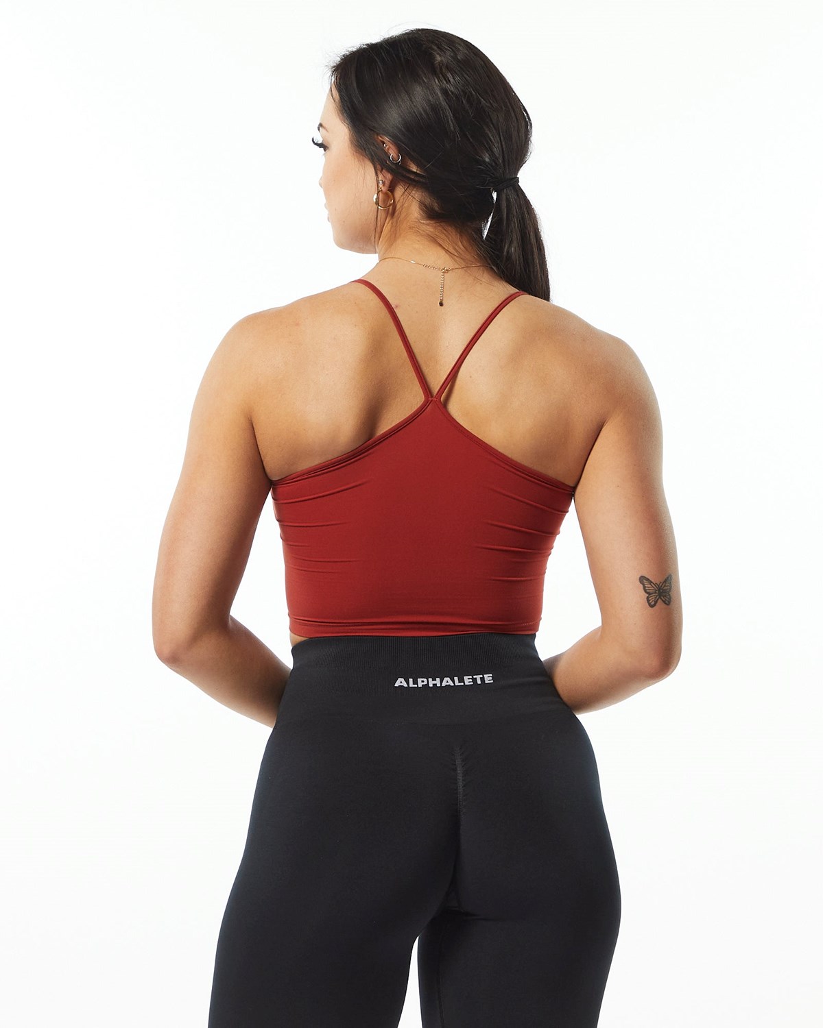 Alphalete Camisole Y-Back Crop Tank Cherry | HF1534896