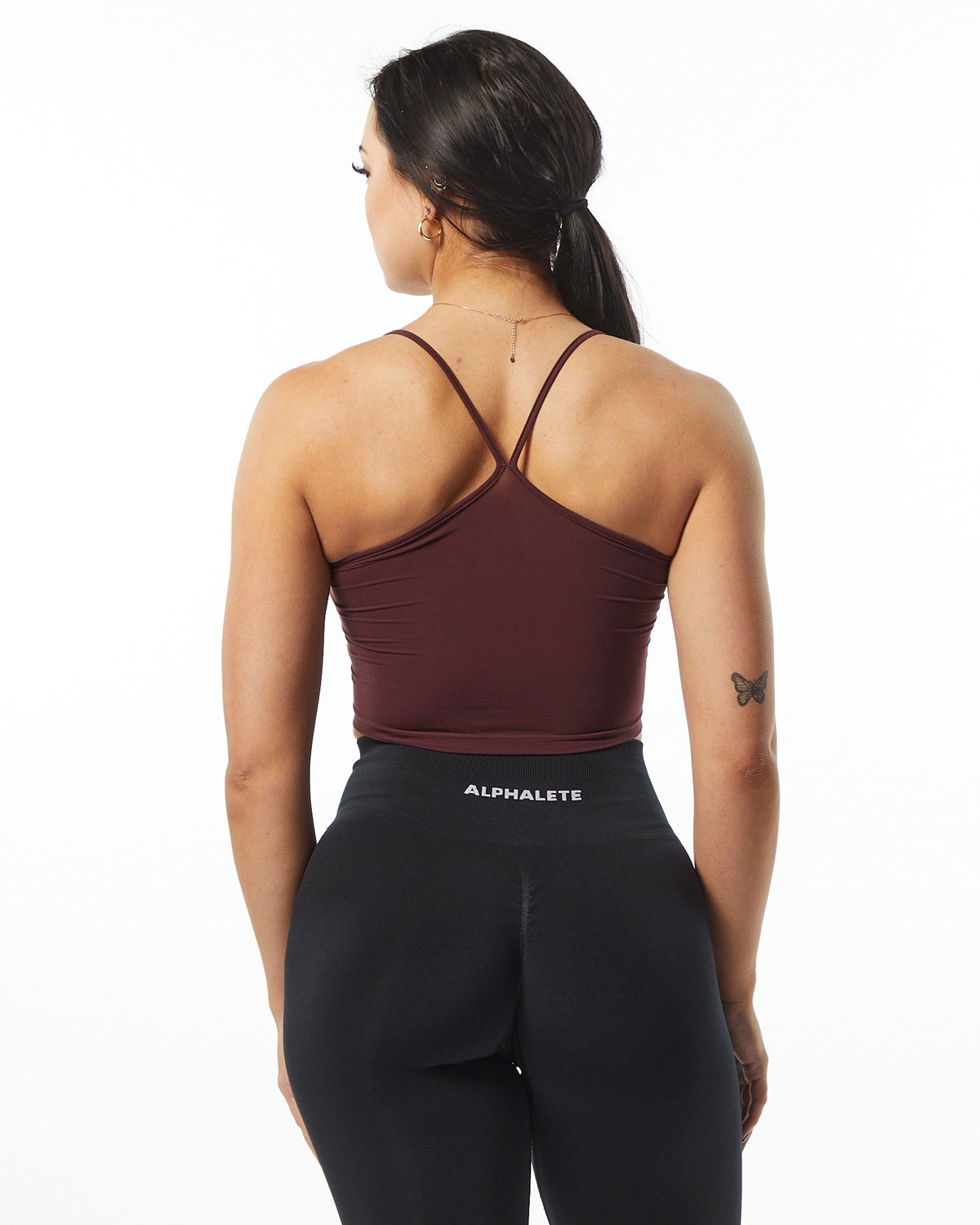 Alphalete Camisole Y-Back Crop Tank Wine | IX6480371