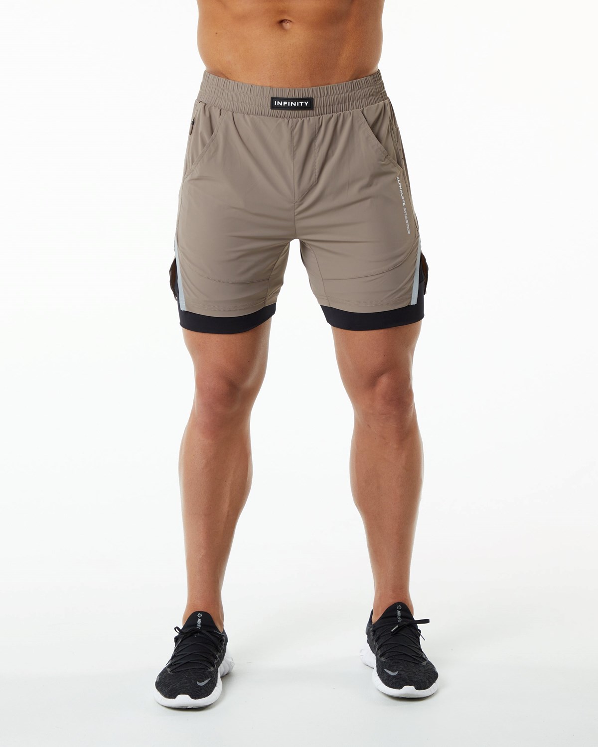 Alphalete Compression Gefütterte Woven Sport Kurzes Mocha | CW1837564