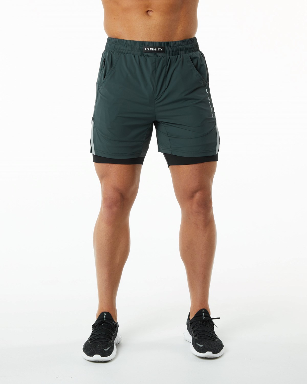 Alphalete Compression Gefütterte Woven Sport Kurzes Grün | RX5481097