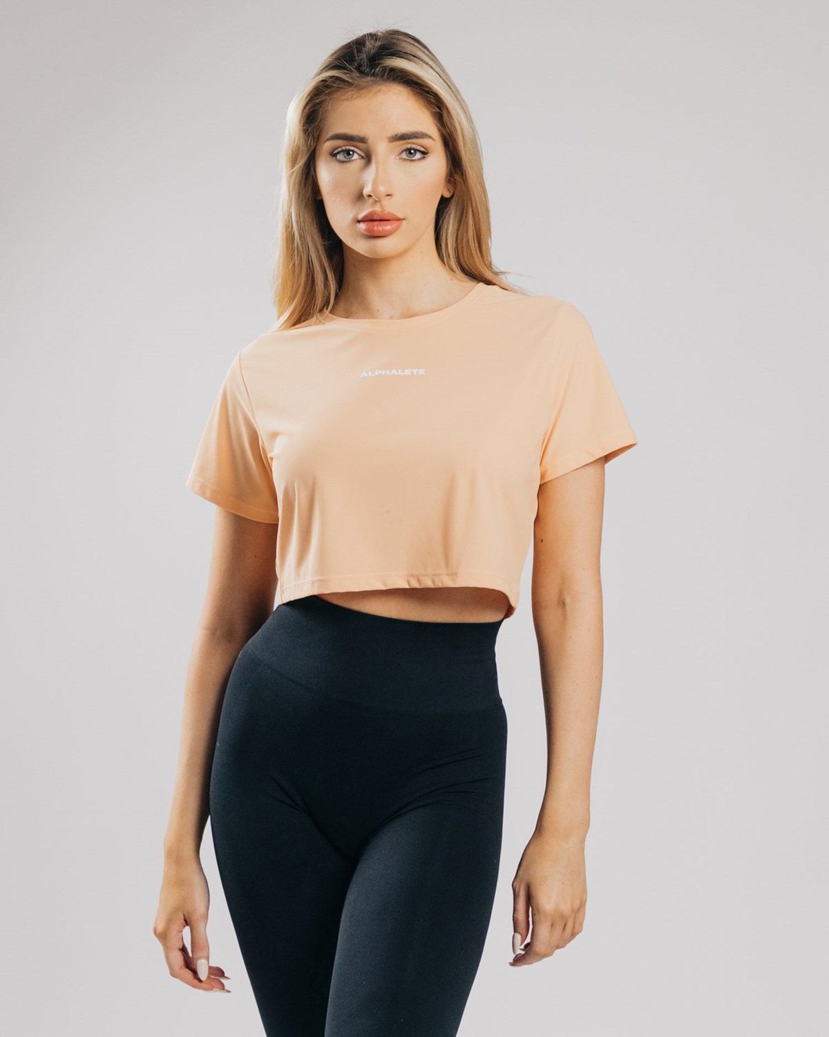 Alphalete Cropped Laufschuhe Kurzes Sleeve Orange | XB7345190