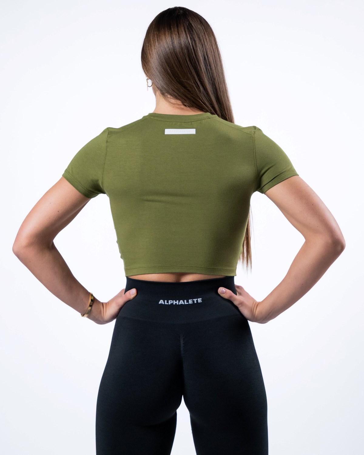 Alphalete Cropped Premium Kurzes Sleeve Grün | FN4531869