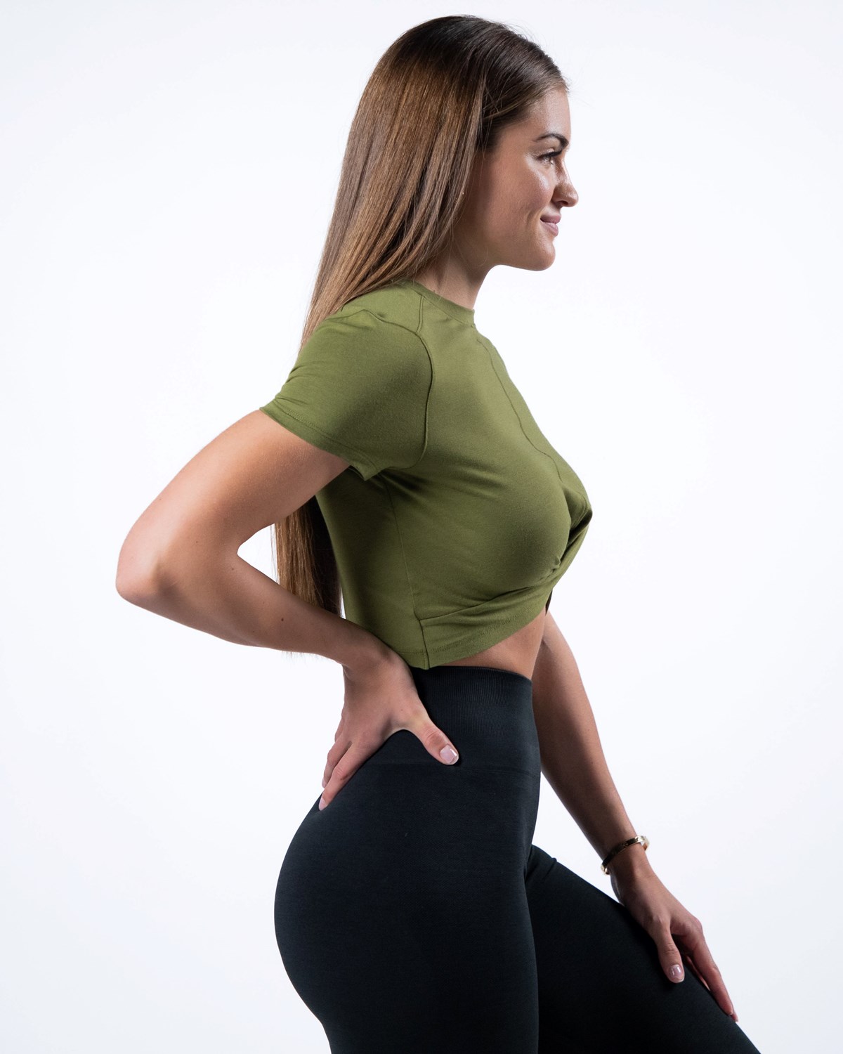 Alphalete Cropped Premium Kurzes Sleeve Grün | FN4531869