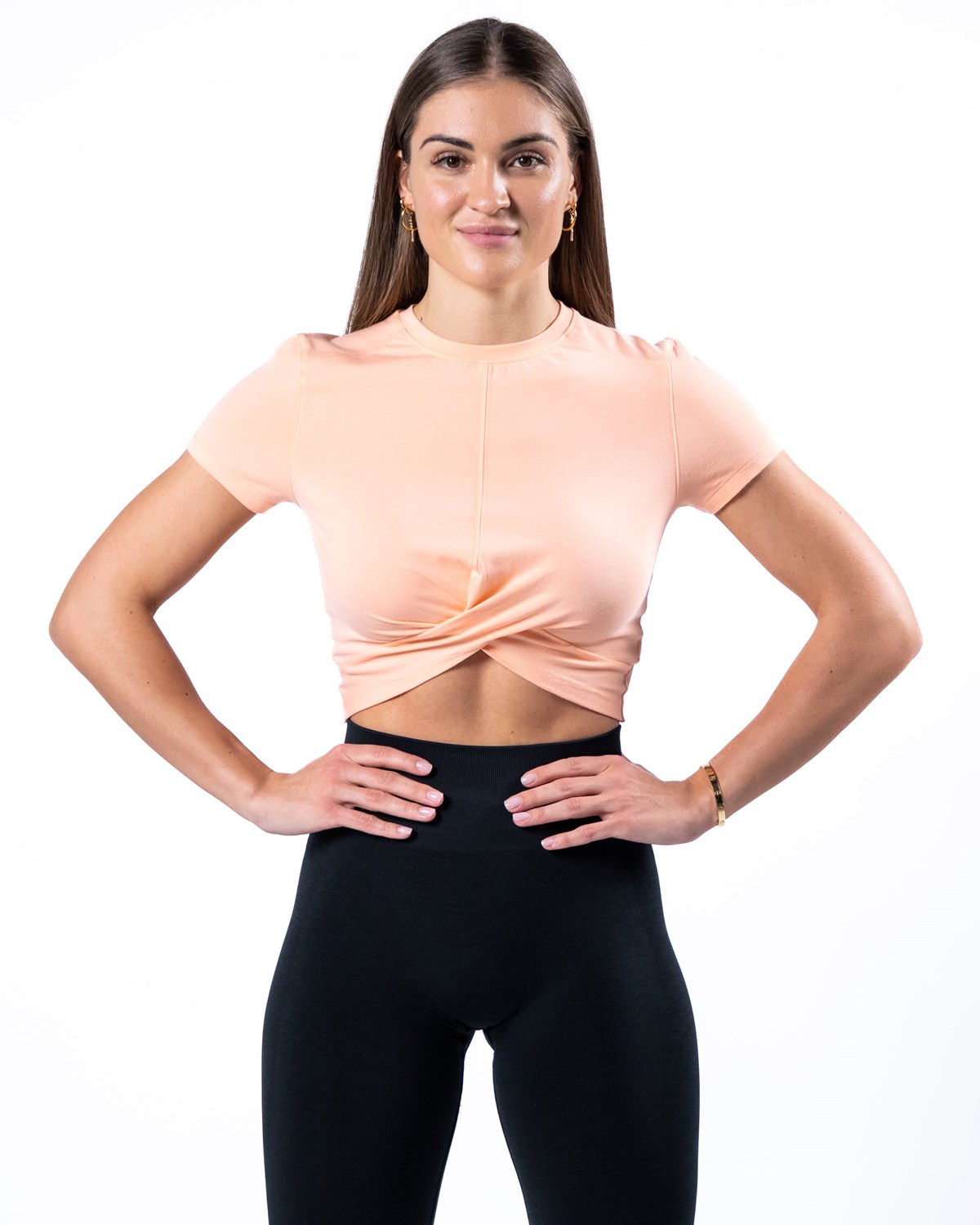 Alphalete Cropped Premium Kurzes Sleeve Koralle | XZ7318952