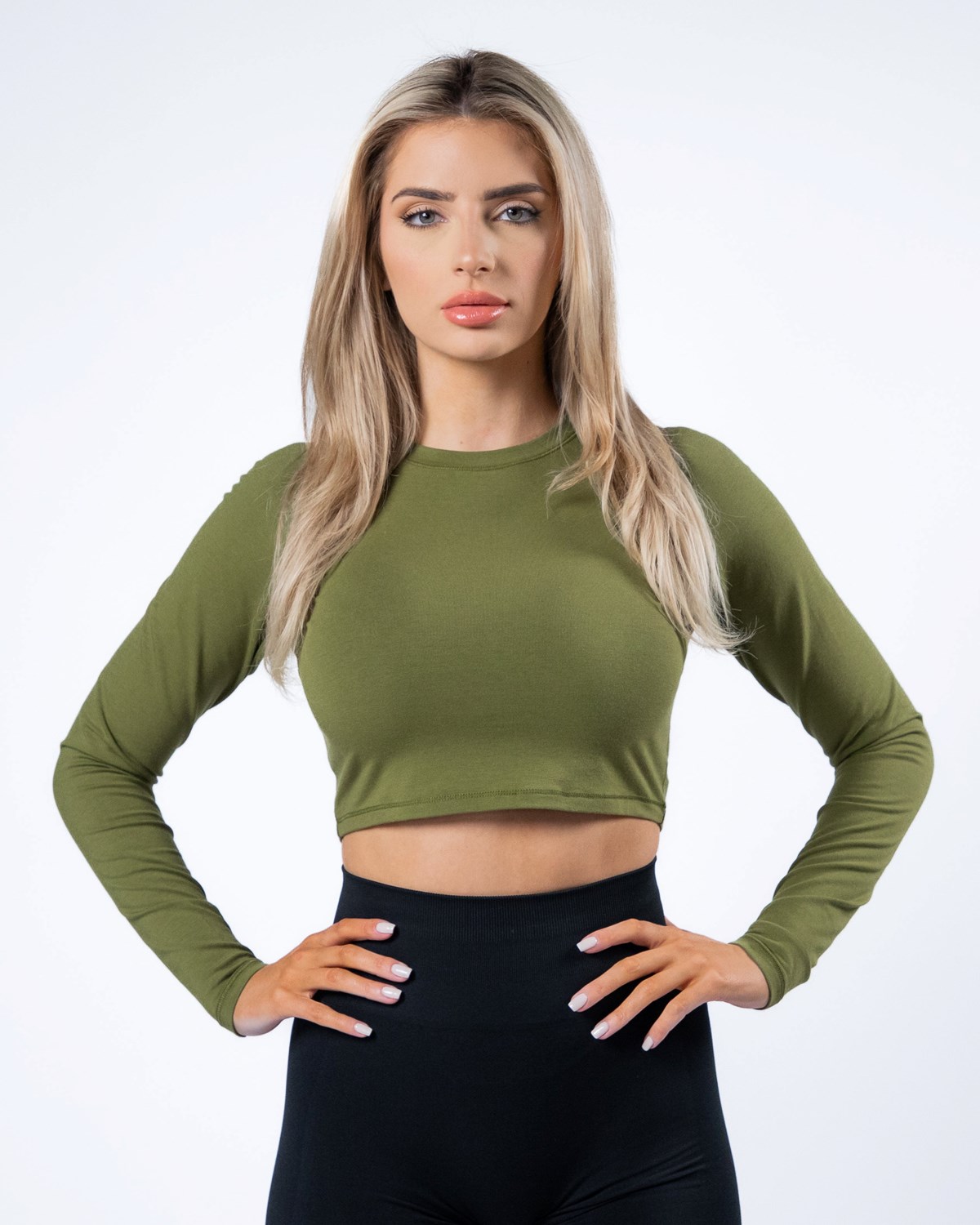 Alphalete Cropped Premium Long Sleeve Grün | YT0683541