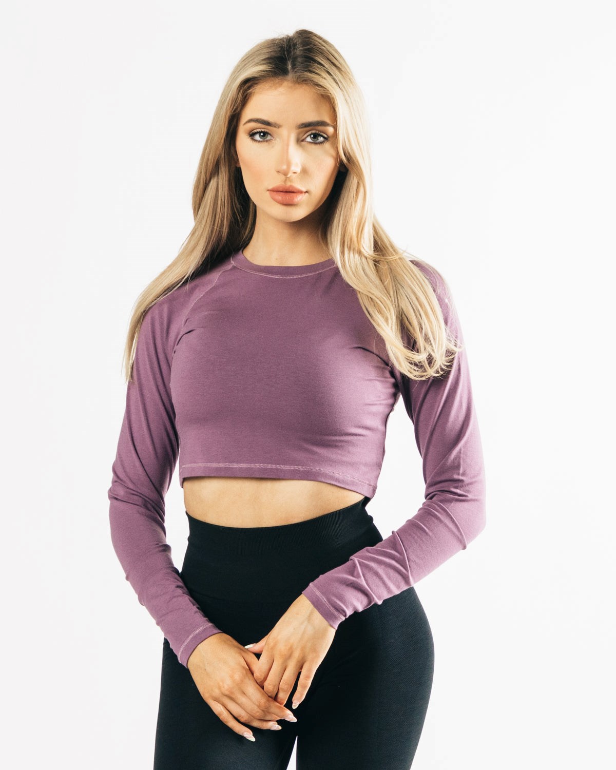 Alphalete Cropped Premium Long Sleeve Schwarz | PB7123049