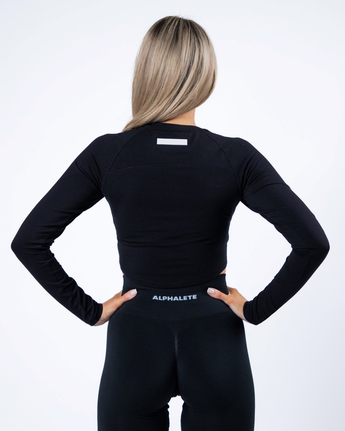 Alphalete Cropped Premium Long Sleeve Schwarz | PO8032571