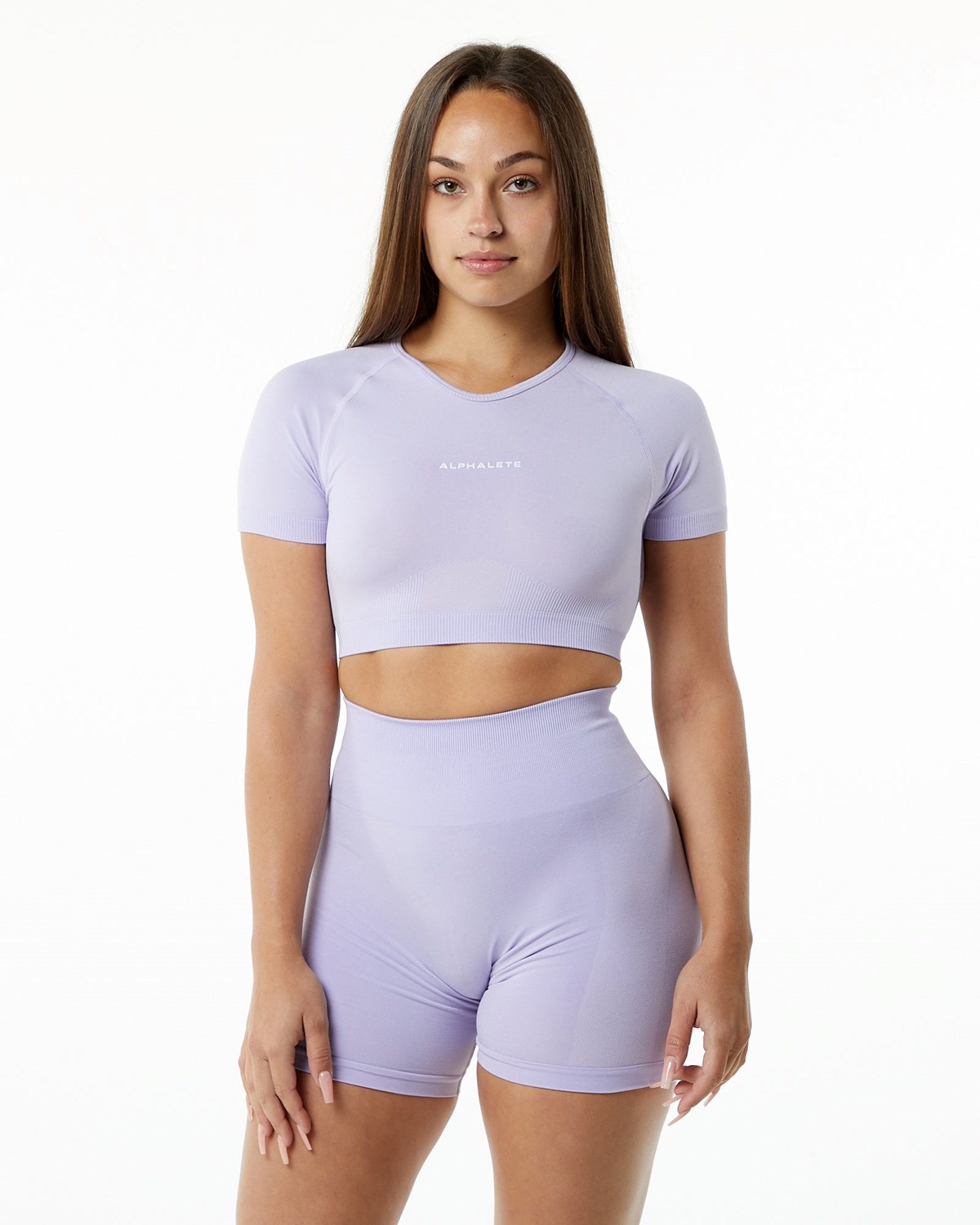 Alphalete Cropped Seamless Kurzes Sleeve Misty Lilac | QP6027518