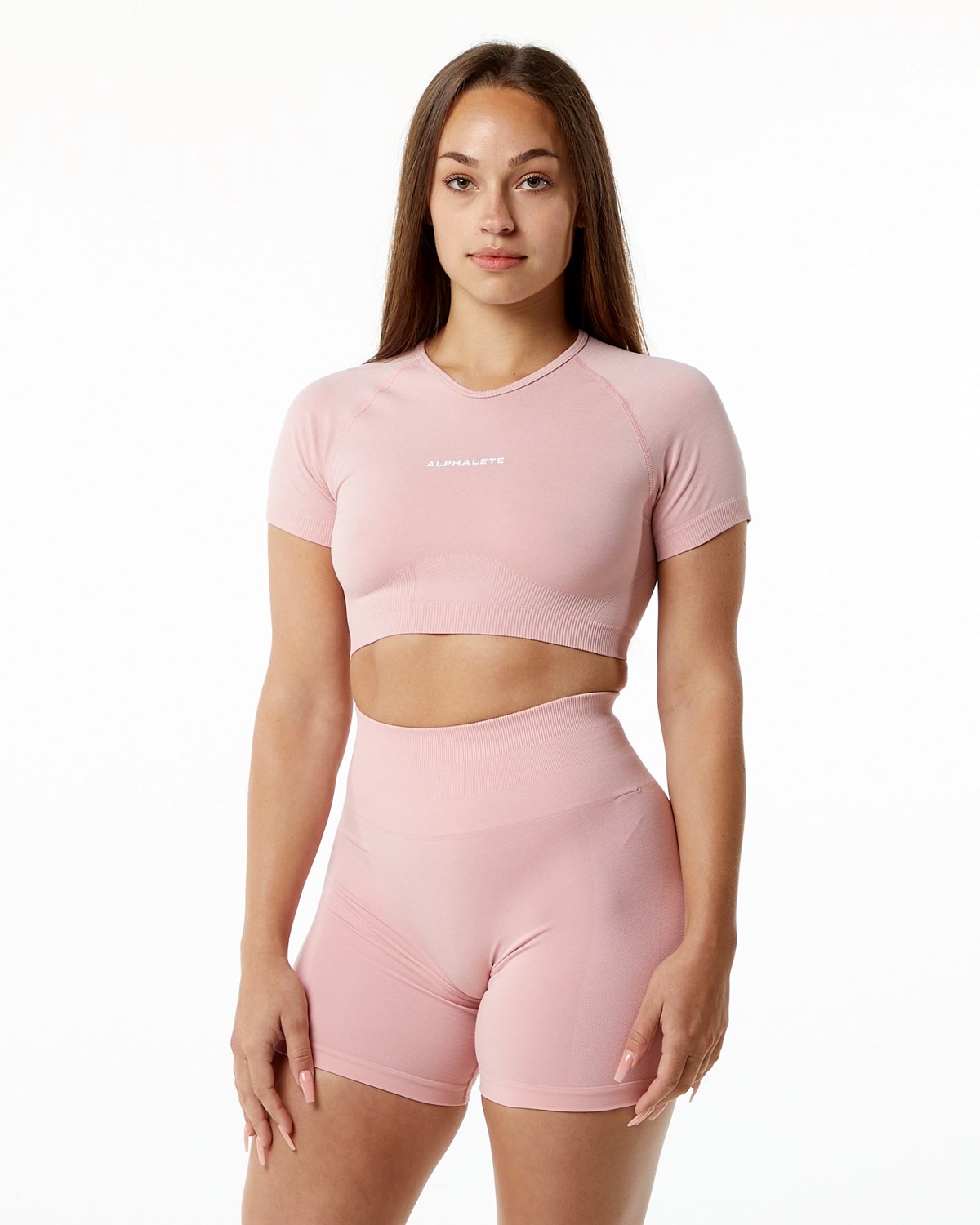 Alphalete Cropped Seamless Kurzes Sleeve Blossom | YV4682091