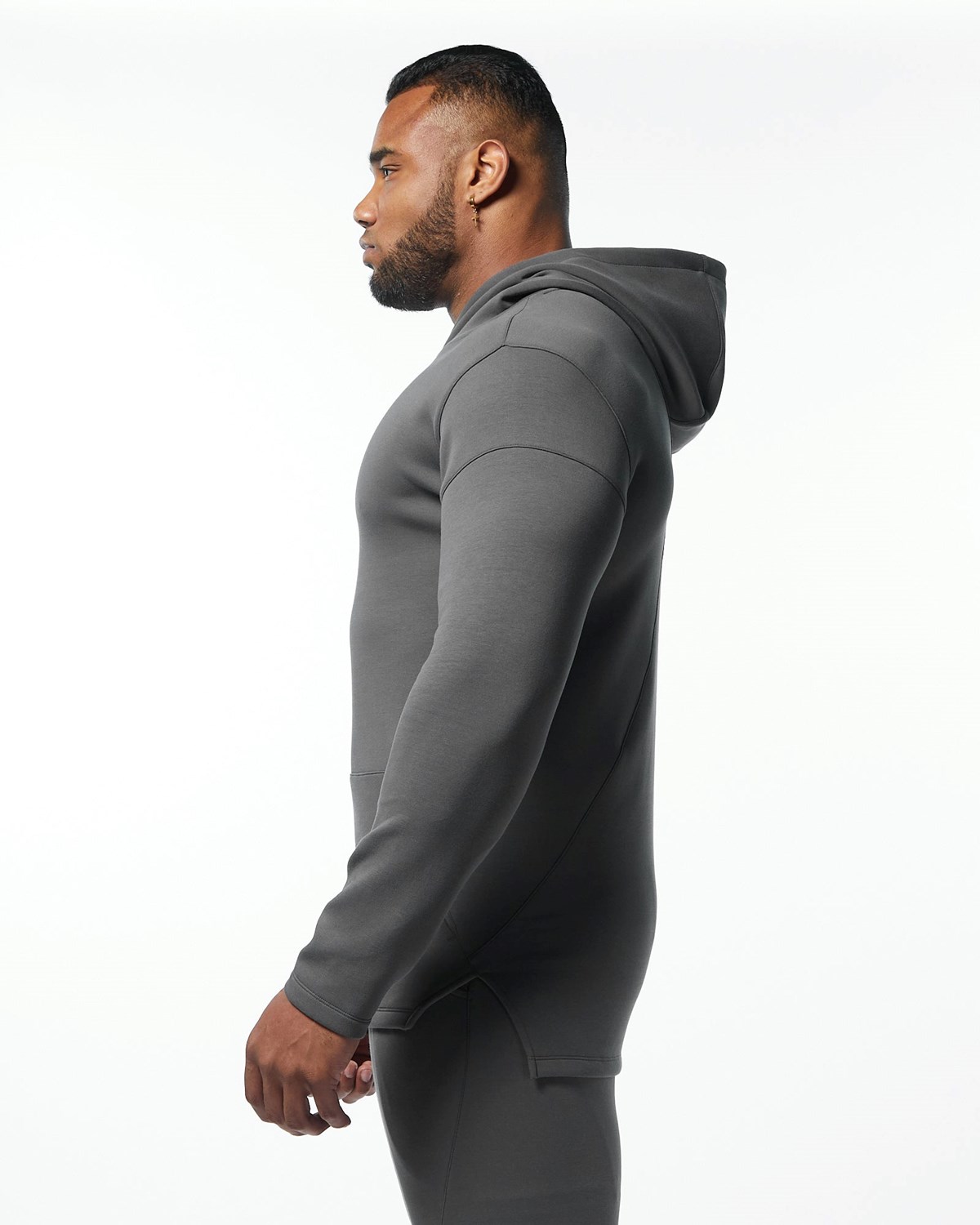 Alphalete Fitted Interlock Knit Hoodie Charcoal | SU9561728