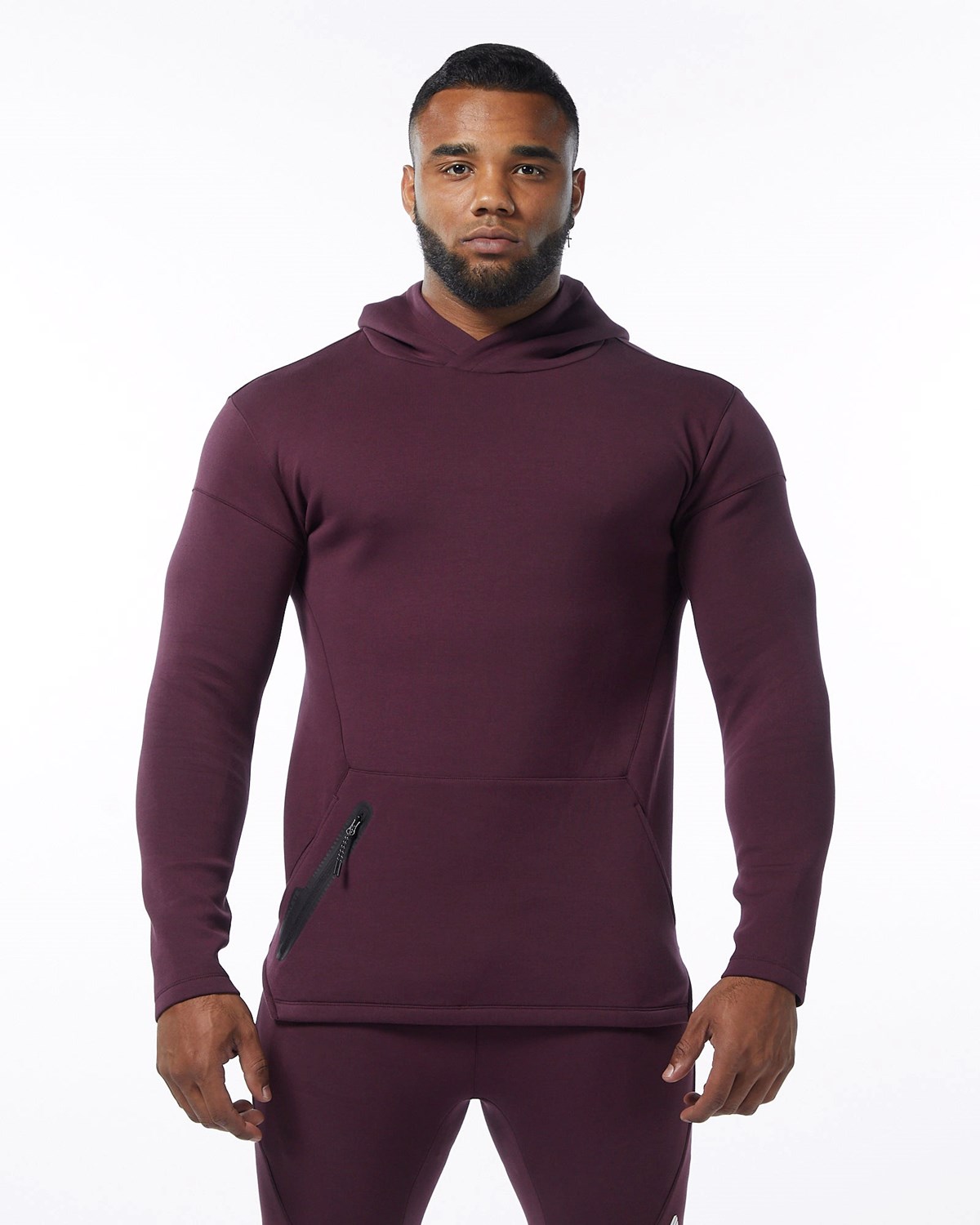 Alphalete Fitted Interlock Knit Hoodie Merlot | KE7483526