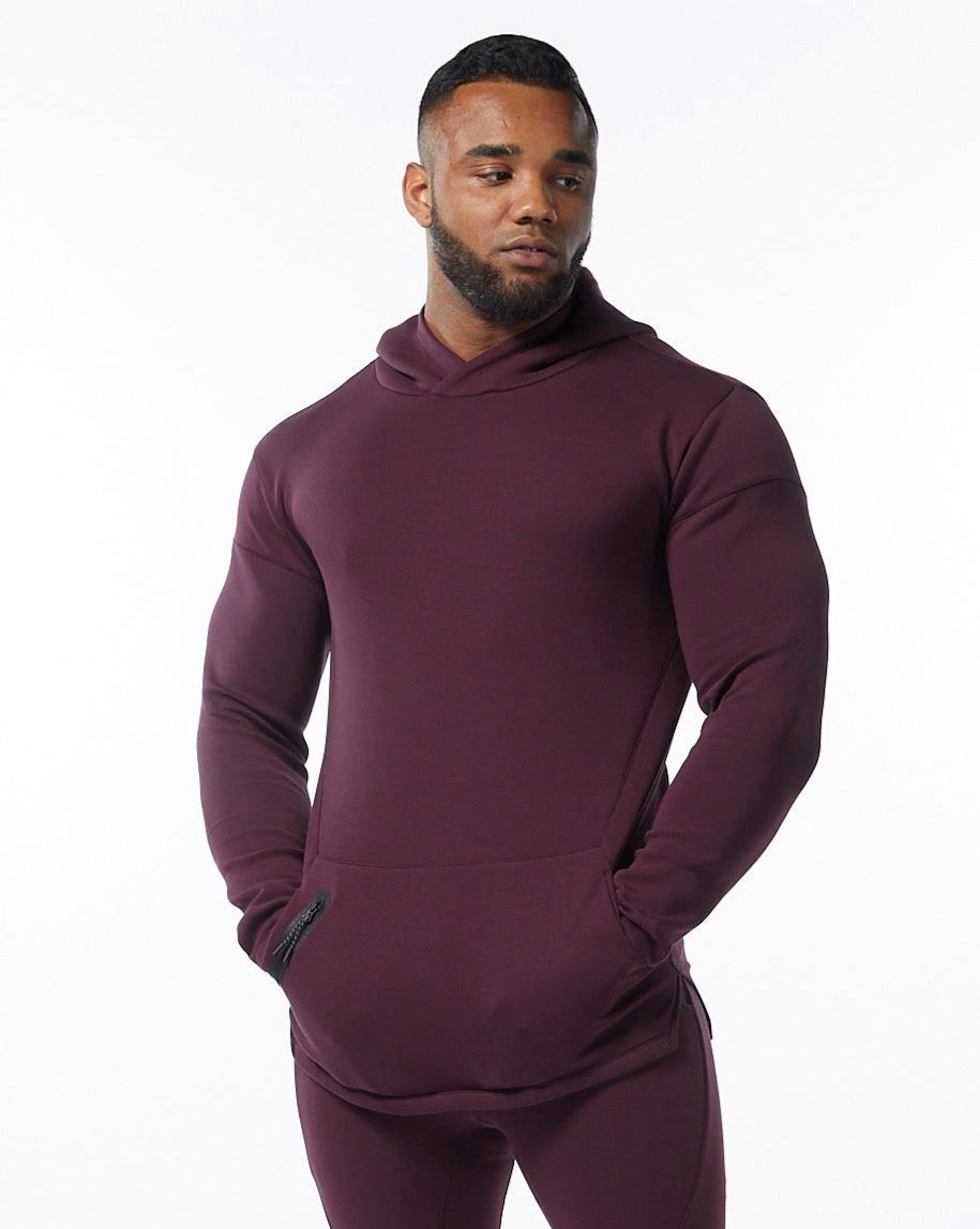 Alphalete Fitted Interlock Knit Hoodie Merlot | KE7483526