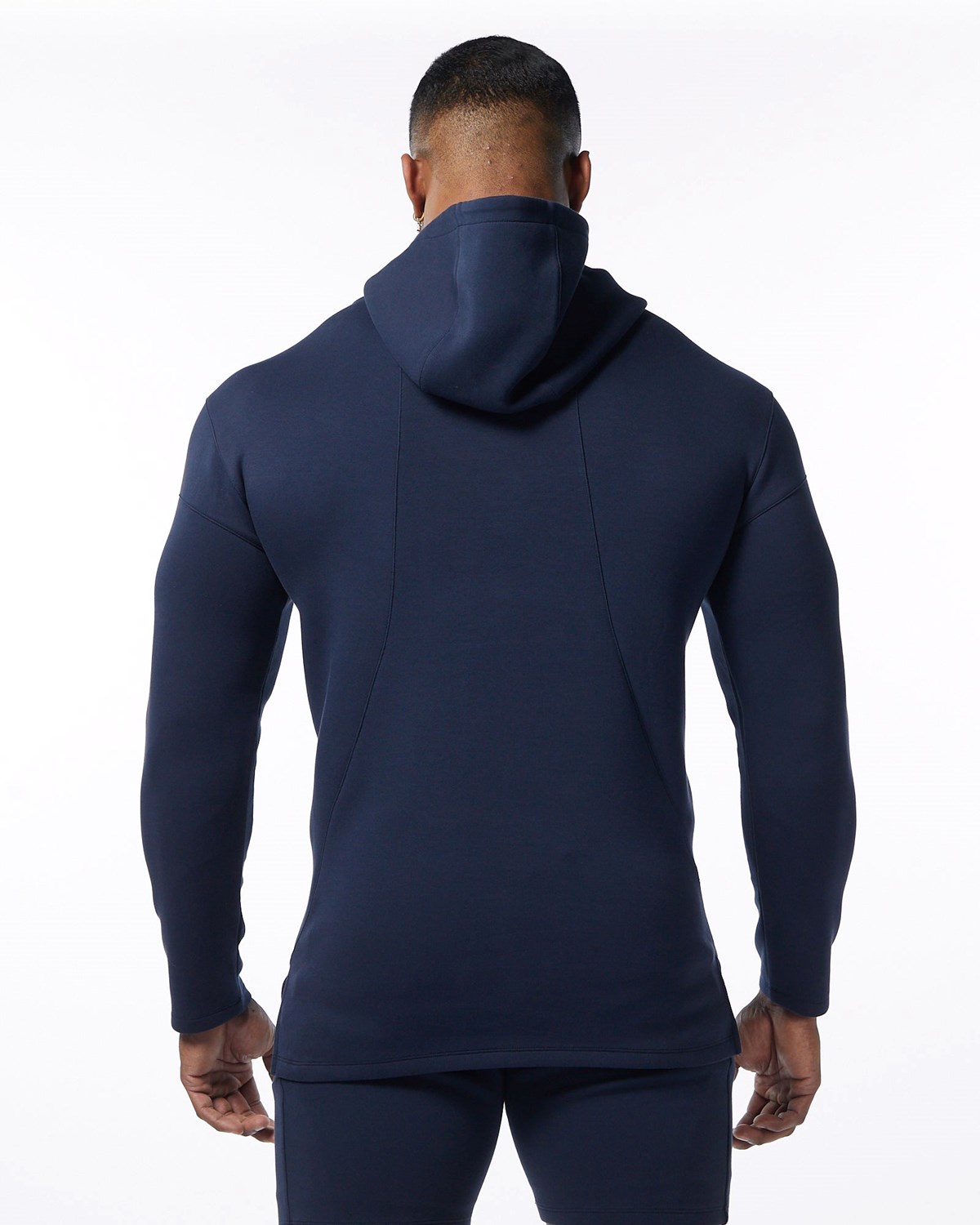 Alphalete Fitted Interlock Knit Hoodie Navy | ZY3721085